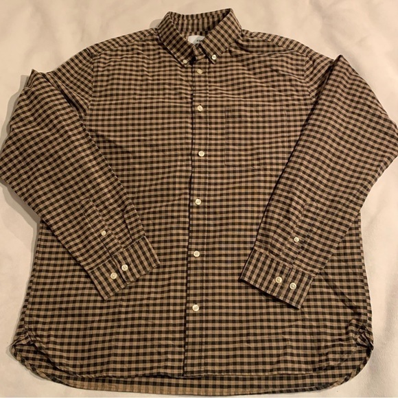Men’s H&M Long Sleeve Black & Brown Checkered Shirt Size XL Like New​​​​​​​​​ - Picture 1 of 6